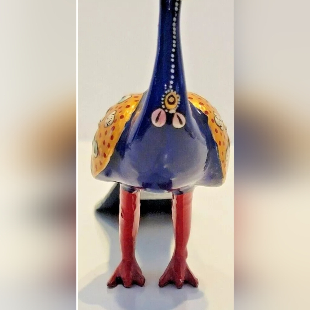 Handcrafted 9" Colorful Peacock Figurine Enamel Handpainted India Pre-owned - Picture 7 of 10